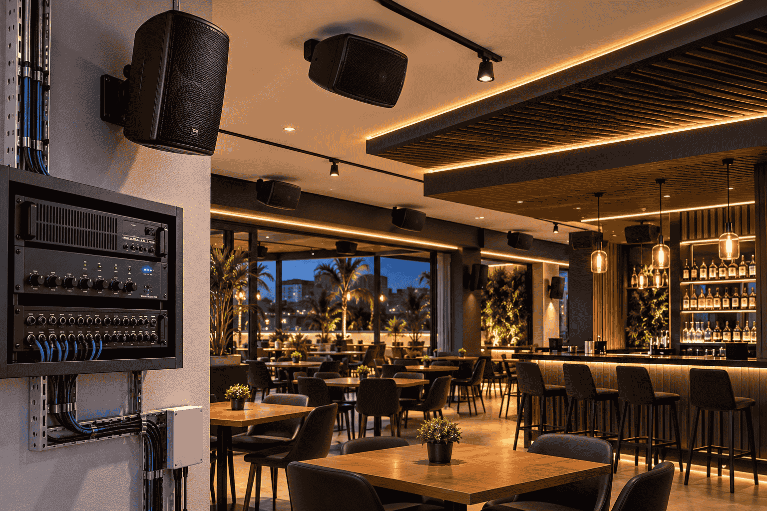 Som ambiente comercial e para clubes